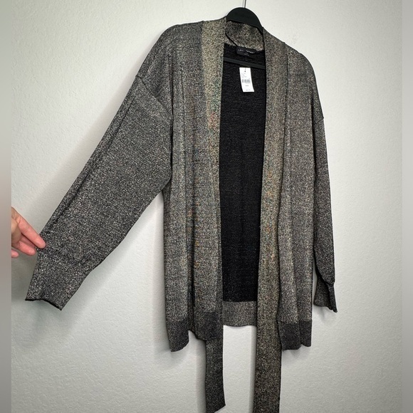 NWT Lane Bryant Classic Long Sleeve Tie Front Cardigan in Metallic Gold- Sz18/20 - Picture 5 of 8